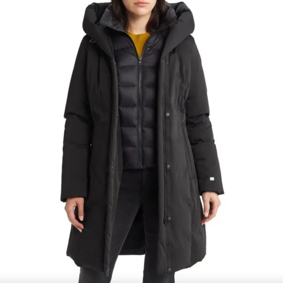Soia & Kyo Water Resistant 700 Fill Power Down Black Puffer Coat, Size Medium - Picture 1 of 16